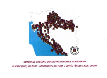 Dječji vrtić Opuzen među odabranima za izvođenje programa “Ruksak (pun) kulture” u 2026. Dječji vrtić Opuzen među odabranima za izvođenje programa “Ruksak (pun) kulture” u 2026.
